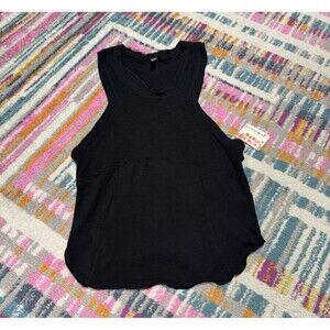 Free People Movement Black Tank Top Size Small Scalloped Hem Lightweight Stretch